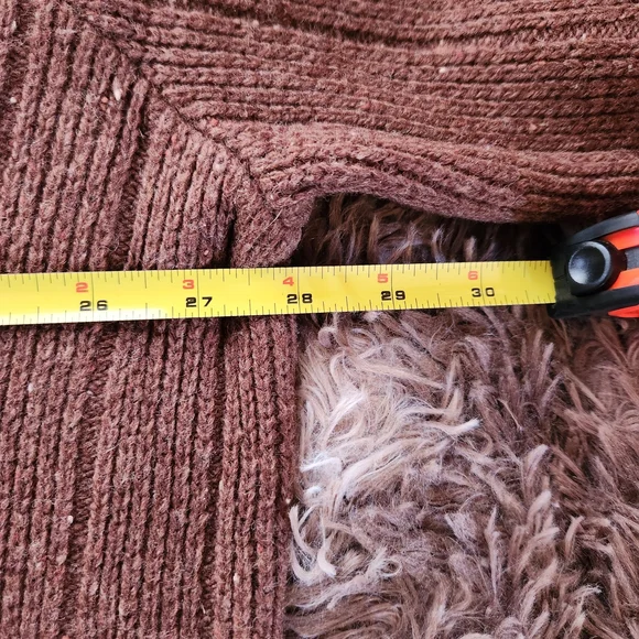 Vintage L.L.Bean Men's Brown 100% Shetland Wool Sweater with Elbow Patches